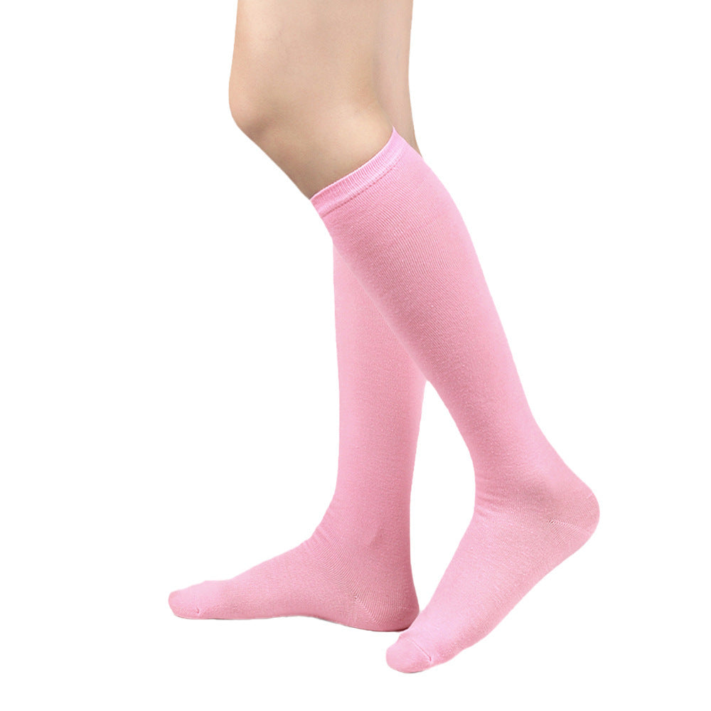 Black Cotton Knee-length Stripes Calf Socks