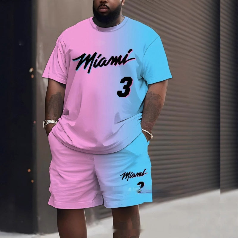 Men's Creative Casual 3d Printed T-shirt Shorts Two-piece Suit