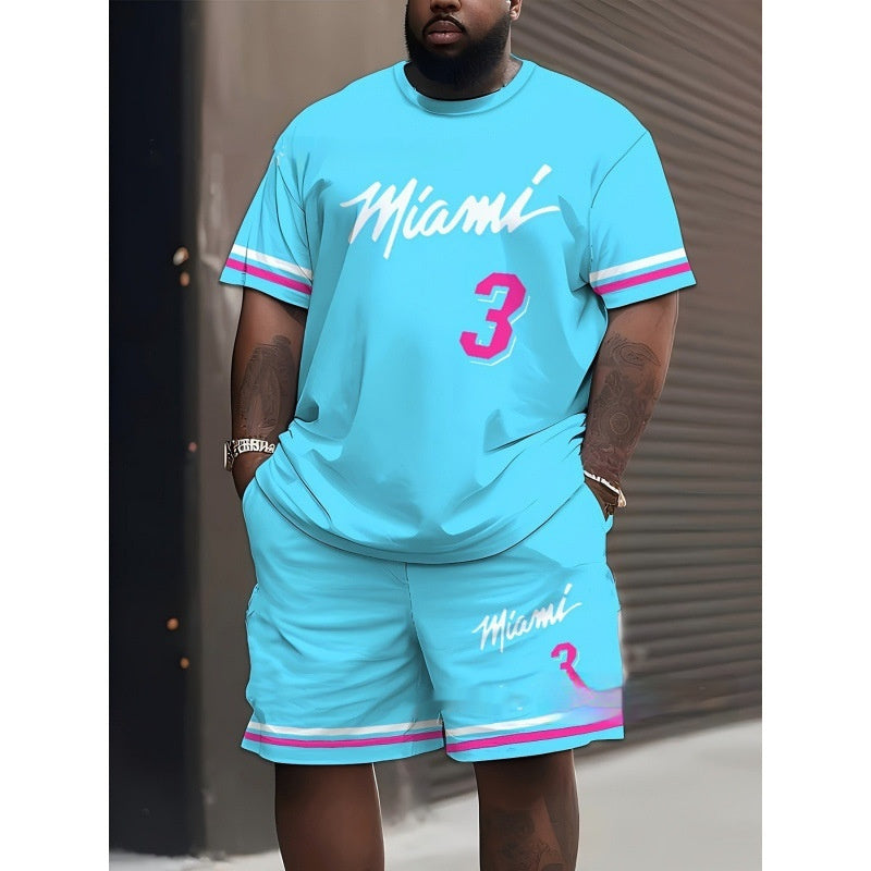 Men's Creative Casual 3d Printed T-shirt Shorts Two-piece Suit