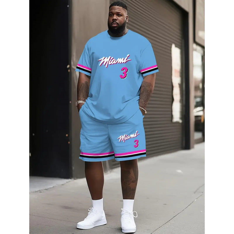 Men's Creative Casual 3d Printed T-shirt Shorts Two-piece Suit